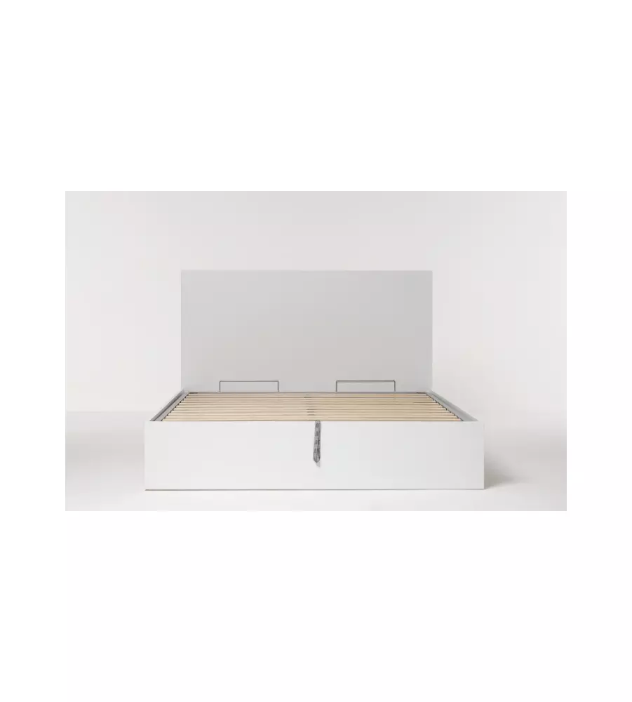 Letto matrimoniale "hi box" bianco con rete e contenitore, 160x190 cm